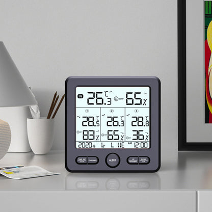 Digital Thermometer Hygrometer with 3 Wireless Sensors Indoor Outdoor Temperature Humidity Monitor Black