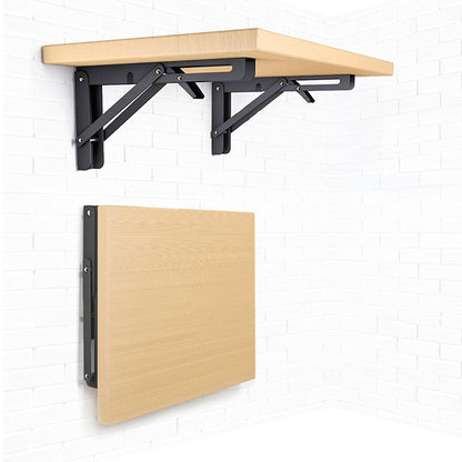 2Pcs 90 Degree Foldable Metal Shelf Brackets-Black