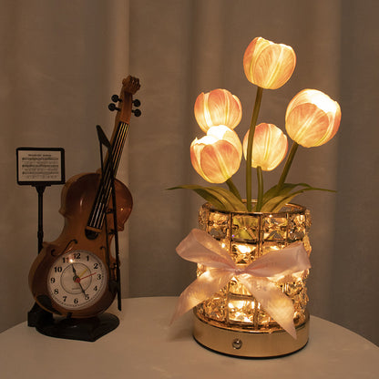Tulip Flower Lamp Valentine¡¯s Day Gifts 3 Color Dimming Night Light -Pink