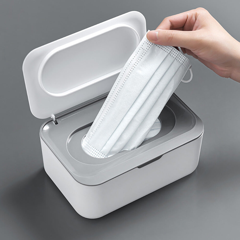 Wipes Dispenser Wipes Tissue Storage Case With Lid Refillable Wipe Holder-Grey