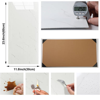 10Pcs Self Adhesive PVC Wall Tiles- White