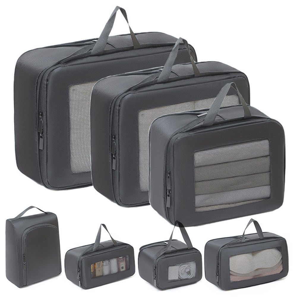7Pcs Compression Packing Cubes Set ¨C Travel Luggage Organizer Bags for Suitcases Black