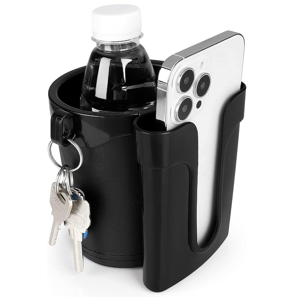 3-in-1 Bike Cup Holder with Cell Phone Keys Holder Water Bottle Holder for Bicycles Black