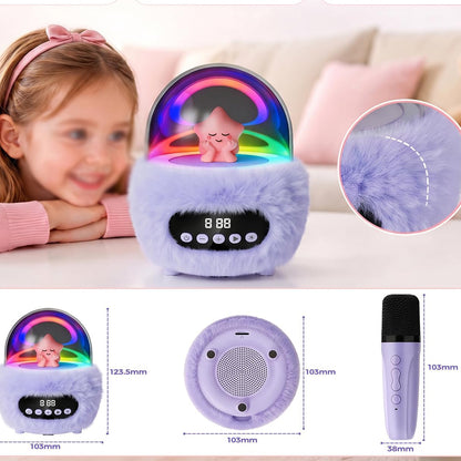 2 in 1 Portable Plush Speaker and Alarm Clock with Dual Mics - Purple