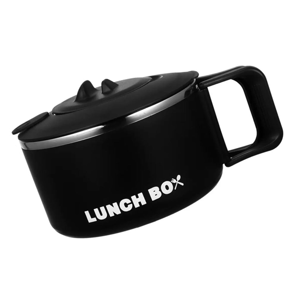 1200ML Large Ramen Bow with Lid Spoon Storage Bag-Black