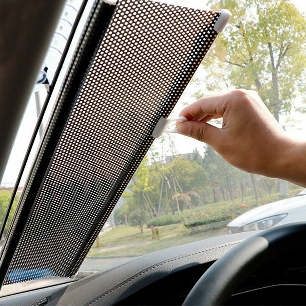 2pcs Car Window Shade Retractable Roller Blinds Sunshade Blackout Curtains with Suction Cups -Black
