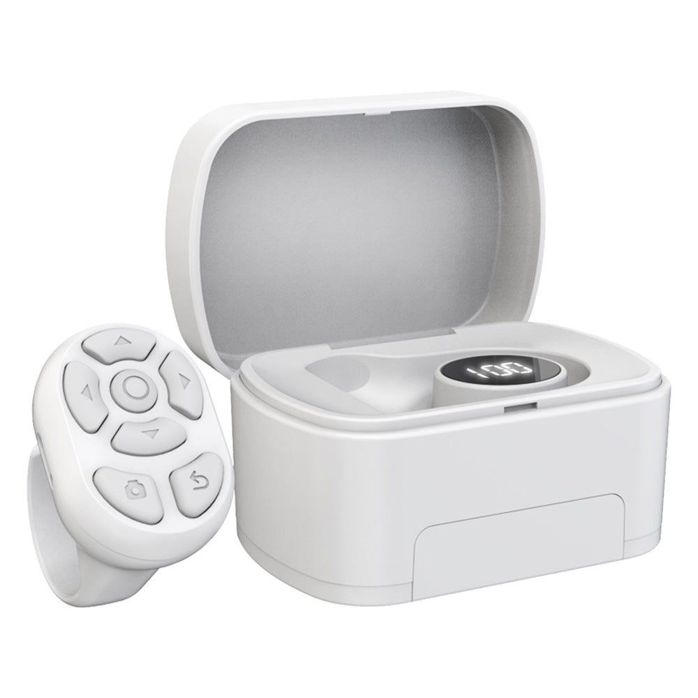 2-in-1 Bluetooth Remote Control Tiktok Scrolling Ring Page Turner for Tablet Ebook Reading Smart Phone White