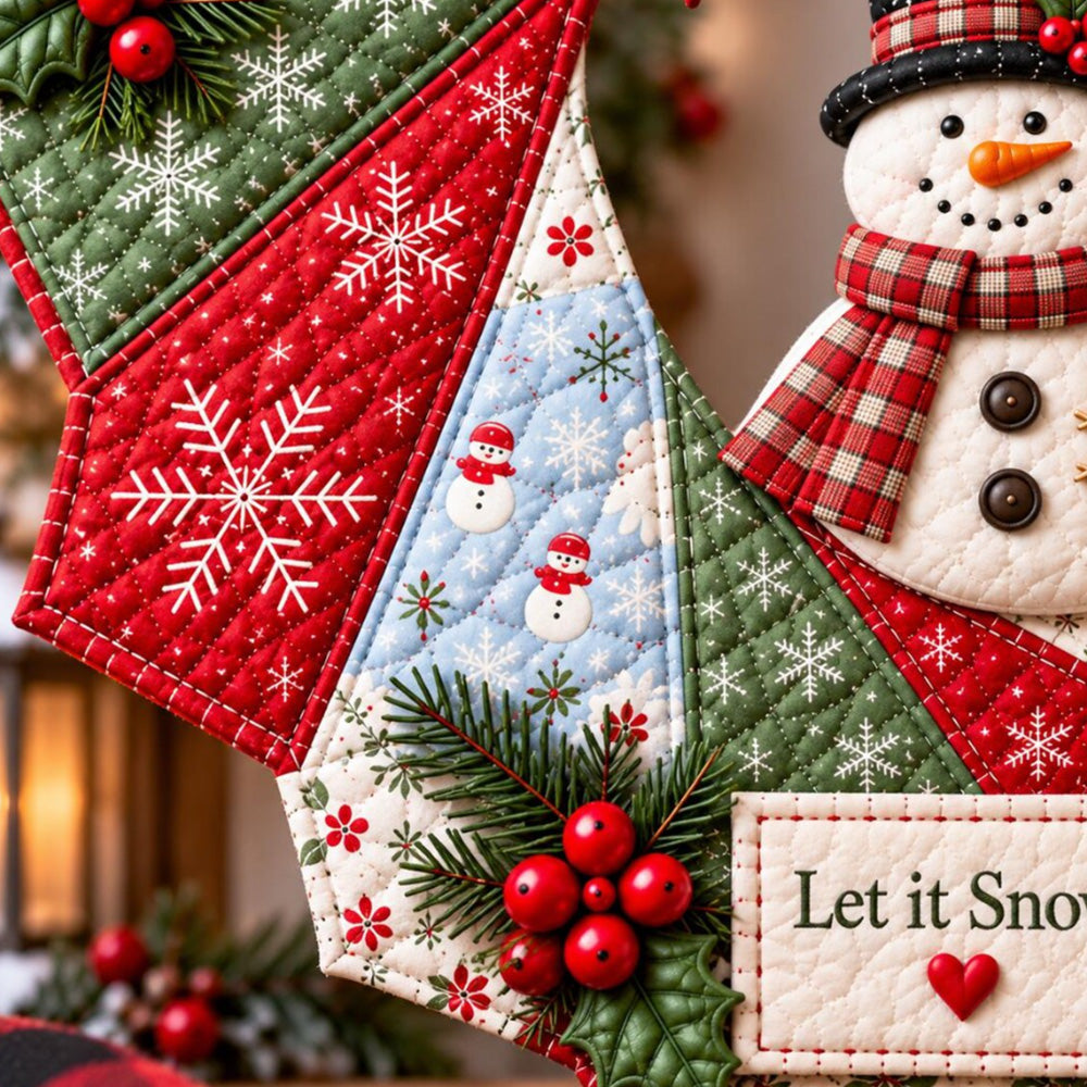 Christmas Wreath DIY Sewing Kit with Precut Fabric for Door Decor - Snowman