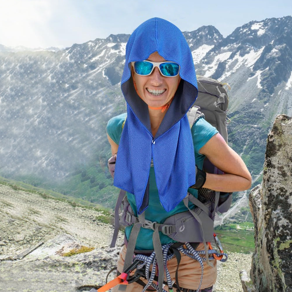 Cooling Hoodie Towel Neck Wrag Sport Cooling Towel for  Workout Camping Cycling Blue