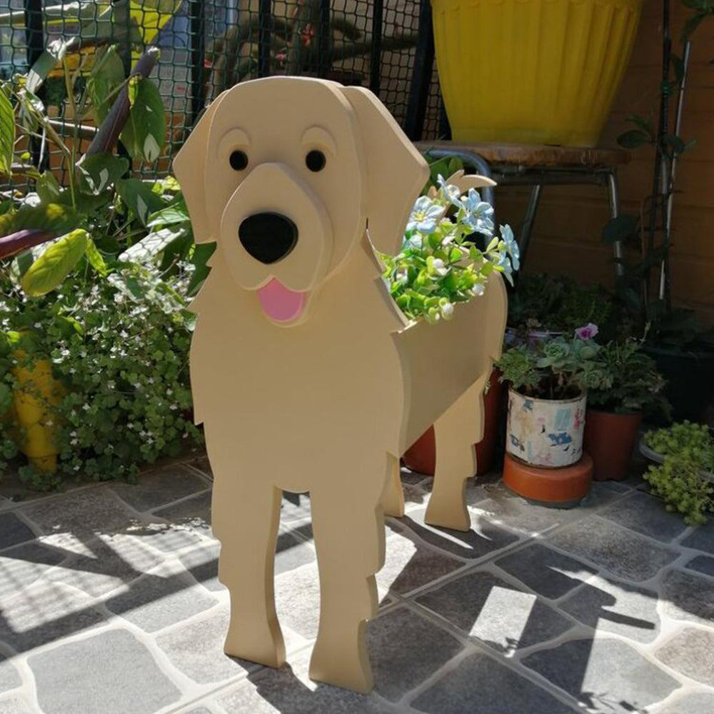 Cute Animal PVC Garden Dog Flower Planter Plant Pots For Outdoor Decoration-Golden Retriever