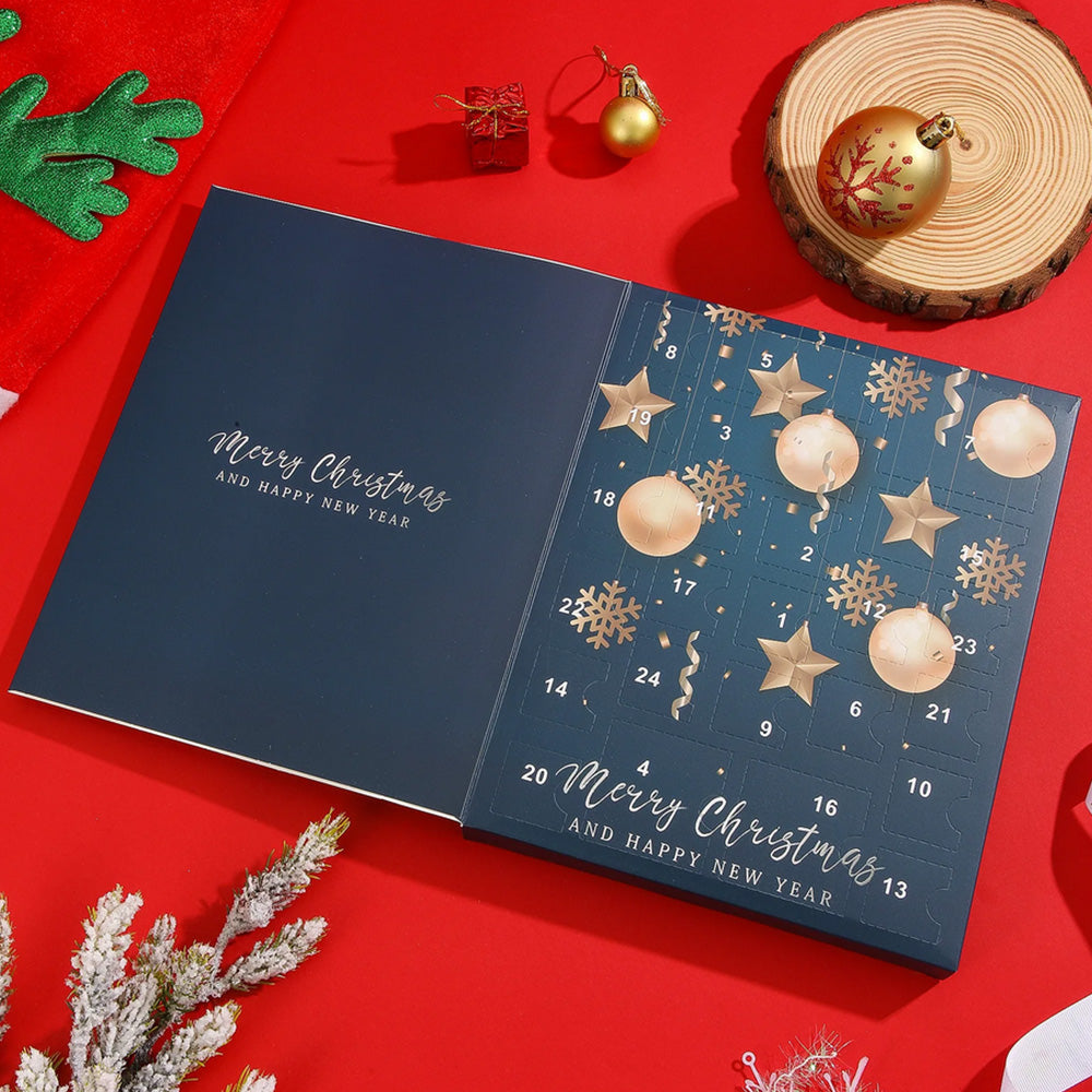 24PCS Christmas Jewelry Advent Calendar with Bracelet Necklace Rings & Earrings Style 1