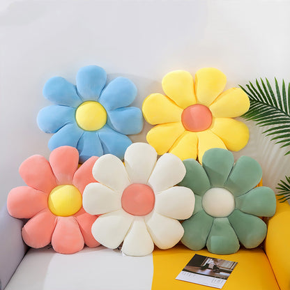 Cute Daisy Pillow Cushion Flower Floor Pillow Seating Cushion Flower Floor Plush Pillow Seating Cushion Bedroom-Blue