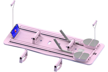 Pilates Machine Foldable 5-in-1 Portable Pilates Board with Elbow Support Home Gym Equipment for Weight Loss Training -Pink