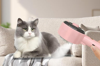 Cat Steam Brush Spray Comb UV Sterilization Cat Hair Crush for Long Short Hair Pets -White