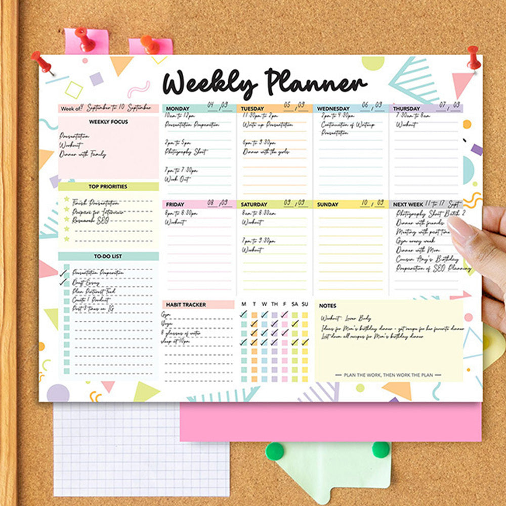 Weekly To Do List Notepad Undated Planner With 52 Sheets Weekly Planner-White