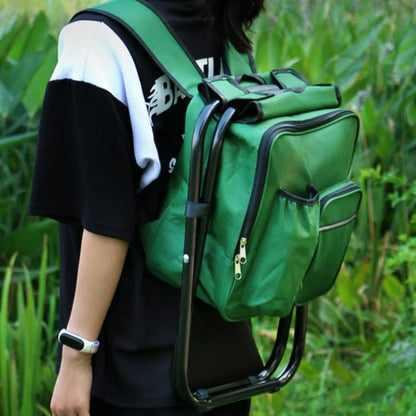 Portable Cooler Folding Stool Fishing Chair Multi-Function Outdoor Seat Green