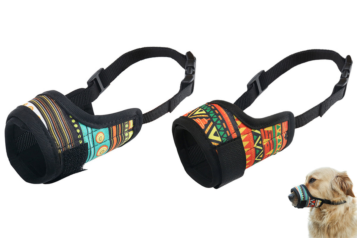 2Pcs Dog Muzzle Air Mesh Breathable Muzzle To Anti Prevent Biting Barking Chewing-Green And Orange