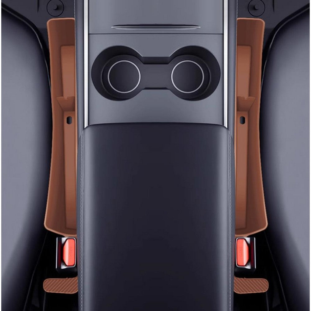 Car Seat Gap Filler Seat Gap Organizer with Phone Holder for SUV Truck-Brown