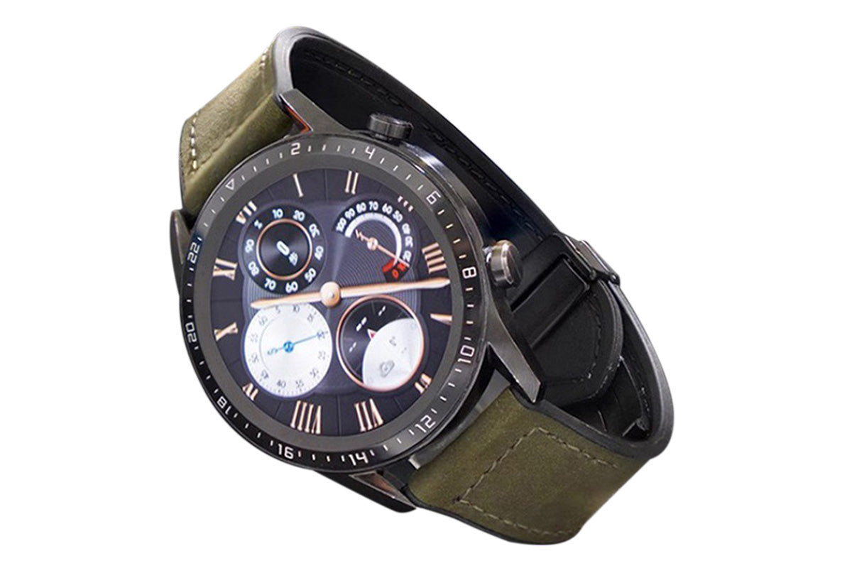 Attractive Leather Watch Band Genuine Leather Strap For Samsung Huawe-Dark Green