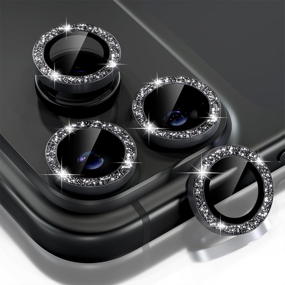 Glitter Camera Lens Protector for iPhone 18 Pro Alumina Glass Lens Cover Black