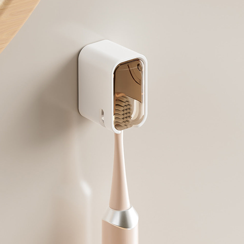 2PCS Wall-Mounted Toothbrush Holders with Cover Shower Tooth Brush Storage Coffee