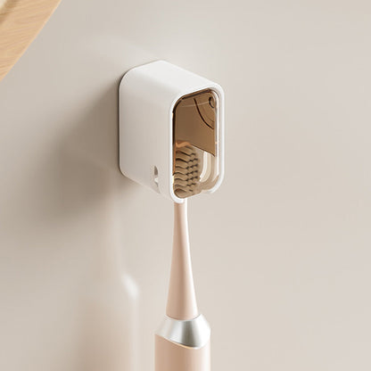 2PCS Wall-Mounted Toothbrush Holders with Cover Shower Tooth Brush Storage Coffee