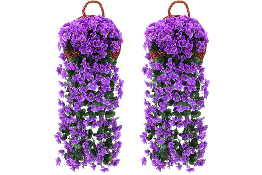 4Pcs Artificial Fake Hanging Violet Vine Plant Home Garden Indoor Outdoor Decor-Purple