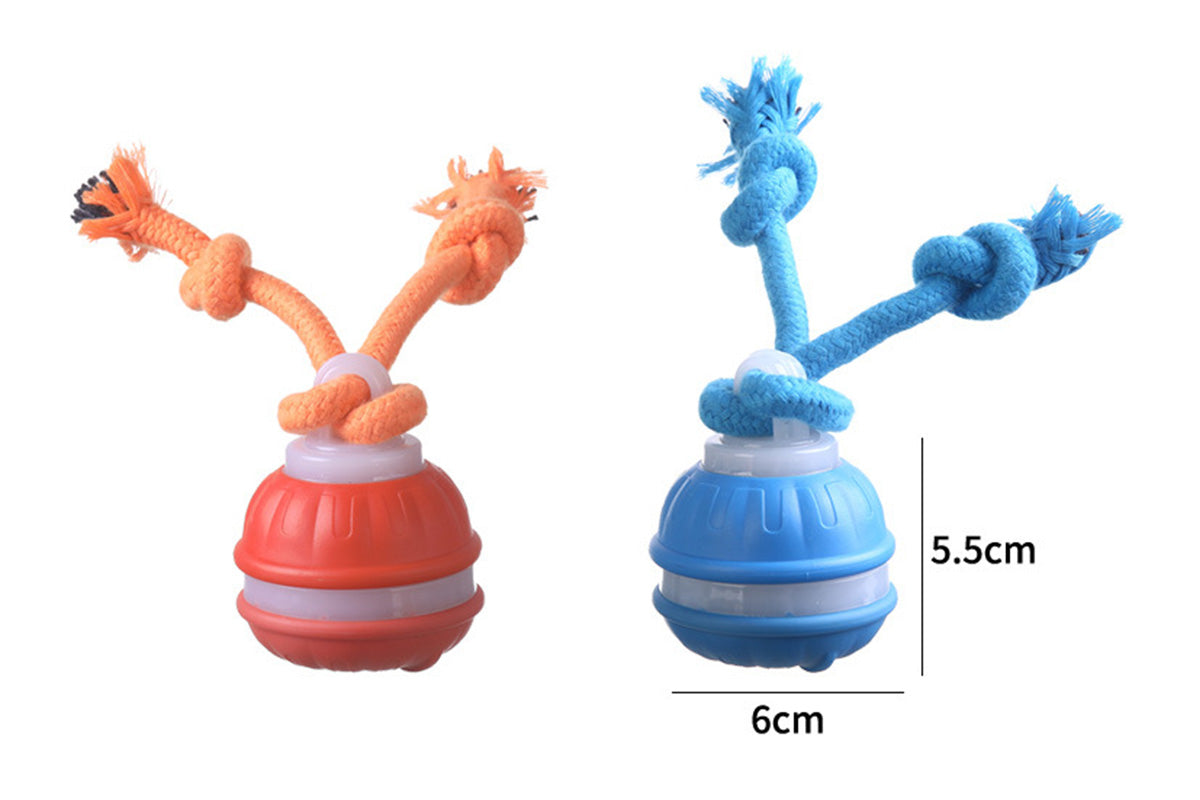 2Pcs USB Rechargeable Rolling Dog Ball Toy Blue and Orange