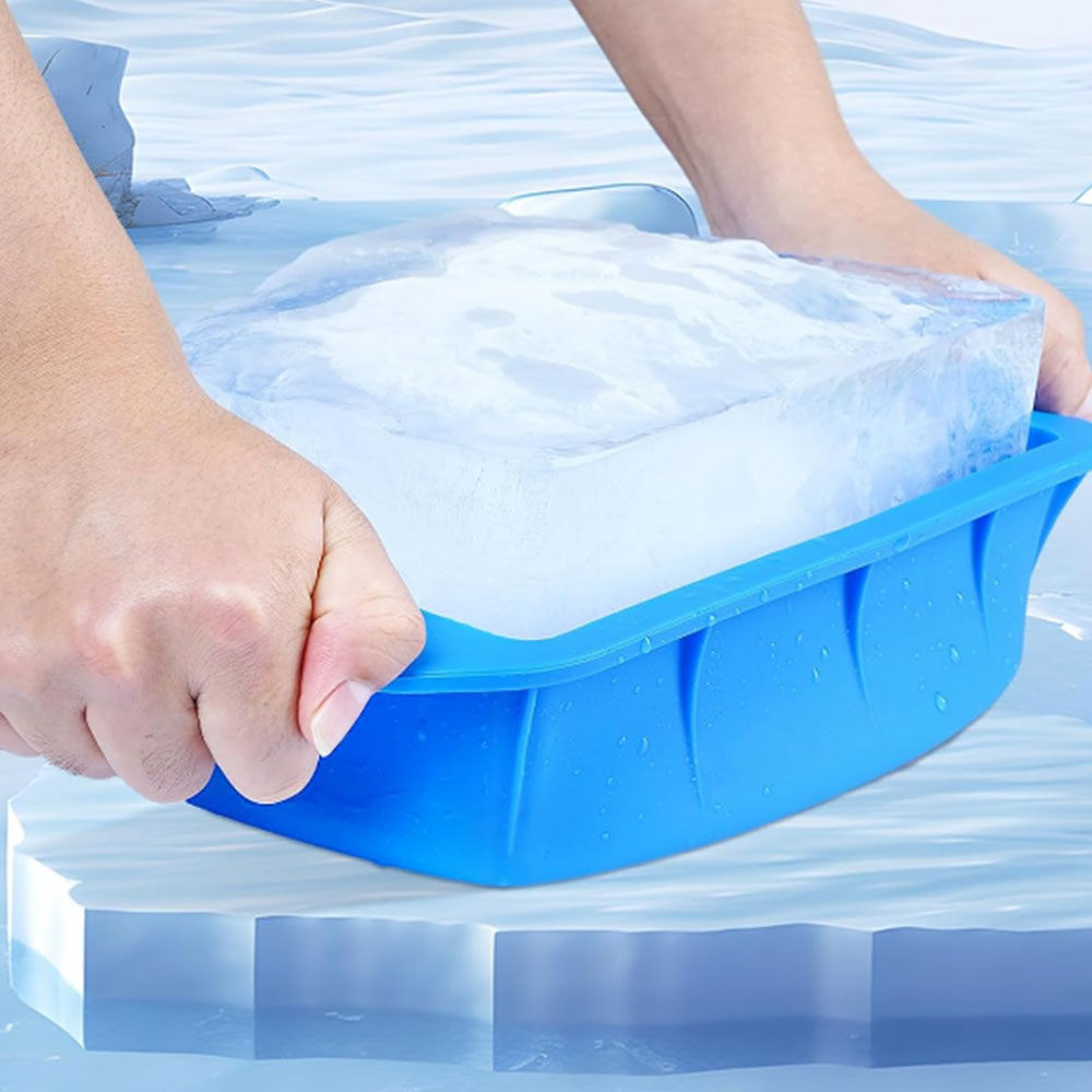 2Pcs Ice Block Mold Silicone Ice Grid Mould Blue