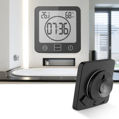 Digital Shower Clock with Timer Water-Resistant Touch Screen Clock Black