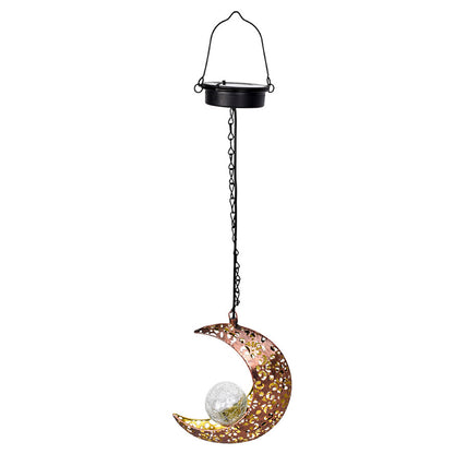 Solar Lights Sun Cracked Glass Lantern- Moon