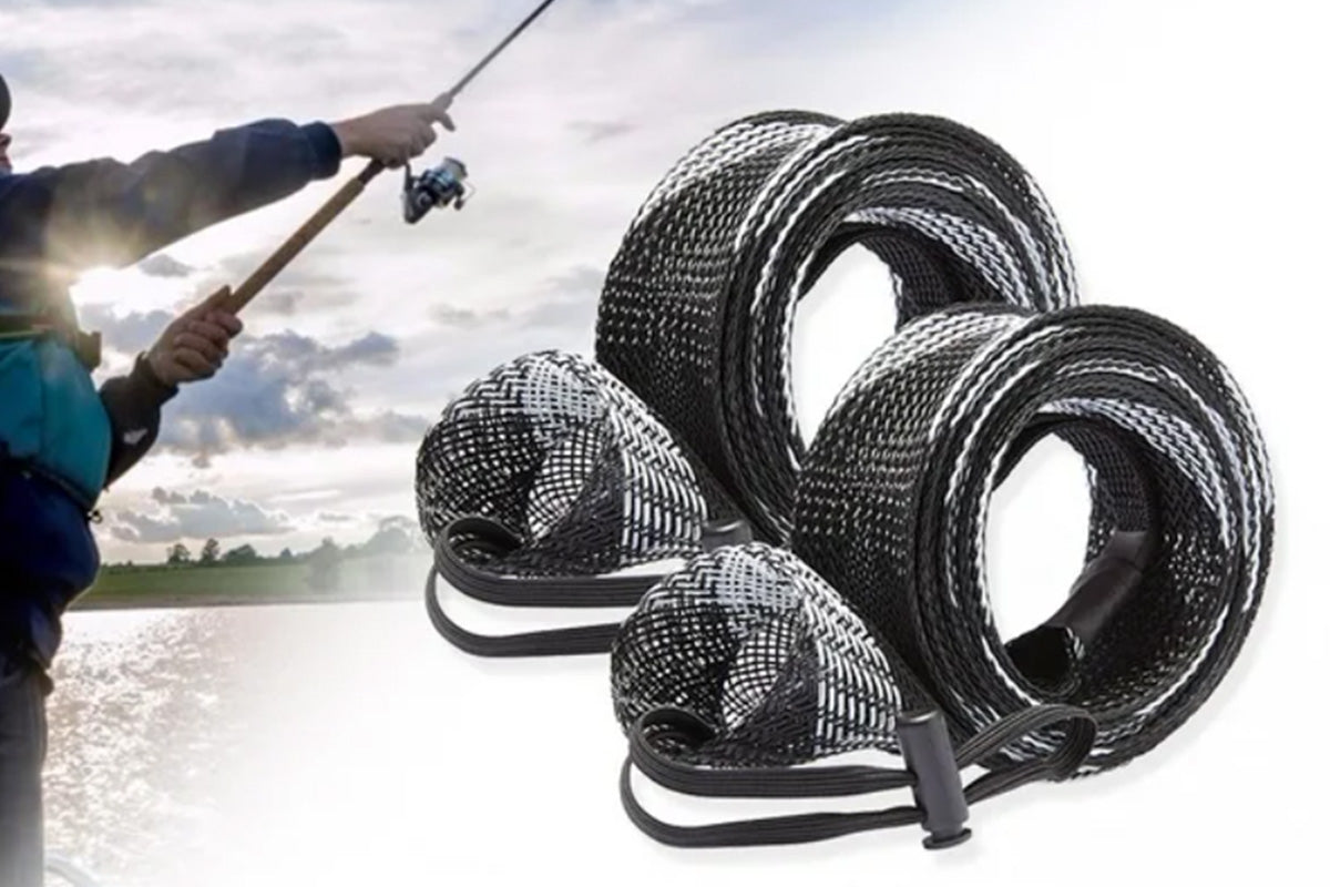 2Pcs Fishing Rod Sock with Strap Fishing Rod Sleeve for Baitcasting-Blue