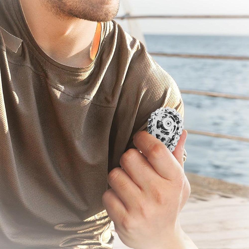 Bike Chain Fidget Toy Metal Spinner Stress Relief Focus Aid Silver