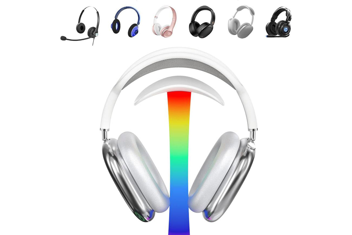 Headphone Stand with Wireless Charger Gaming Headset Stand with RGB Light for Airpod Pro iPhone Samsung -White