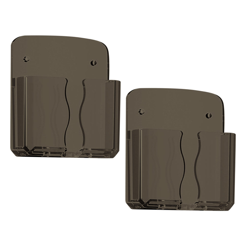 2 Piece No Drill Adhesive Remote Control Organizer-Brown