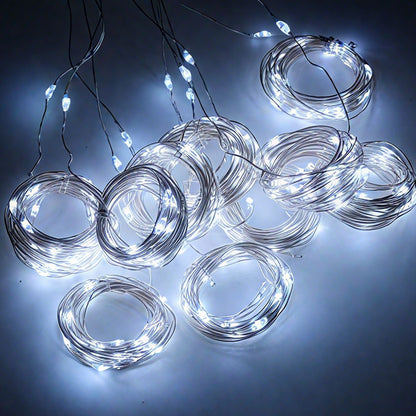 Solar Fairy Curtain Lights ¨C Christmas Hanging String Lights for Window Backdrop  White