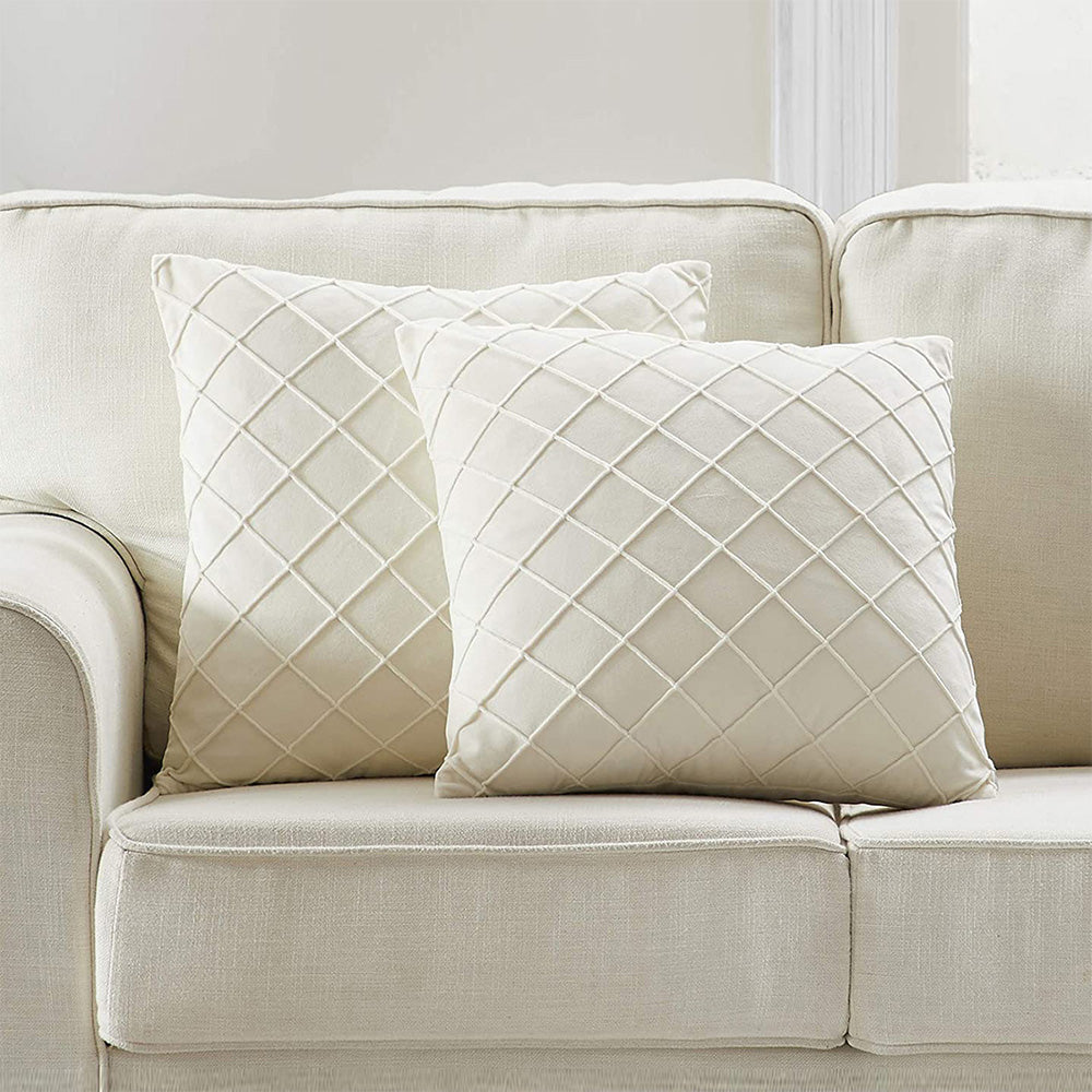 Velvet Rhombus Pleated Cushion Cover for Sofa Bedroom and Window Seat - Beige