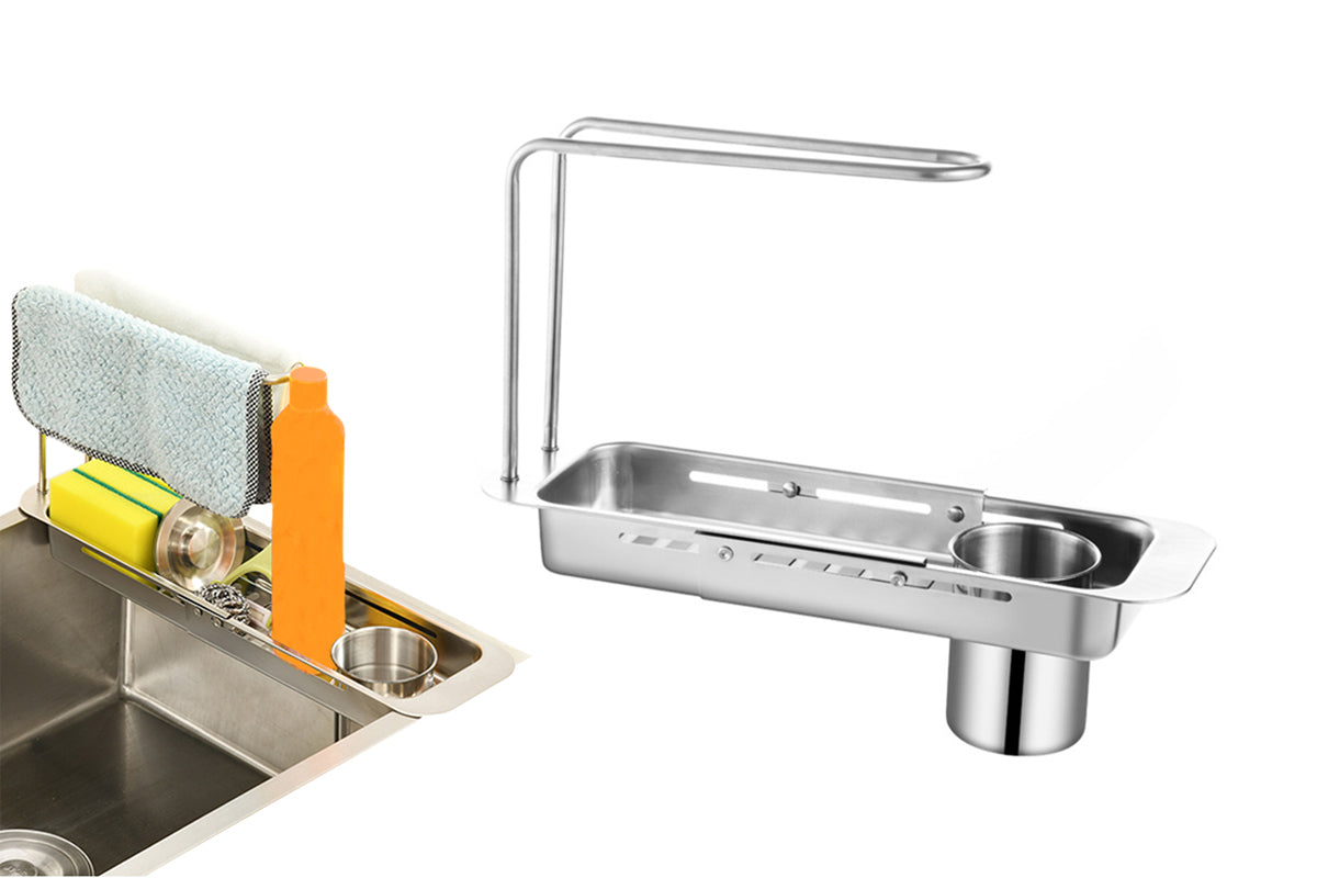 Stainless Steel Storage Rack Holder Expandable Sink Caddy Organizer