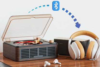 Retro CD Player Multifunctional Music Player with Bluetooth FM Radio for Home Use-Brown