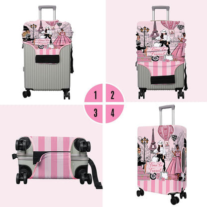 Stretch Luggage Cover for Suitcase Elastic Washable Suitcase Covers-White Dress Girl