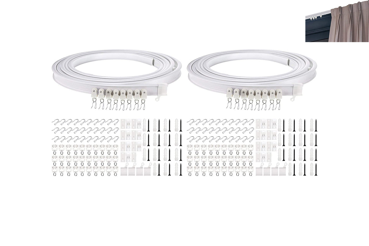 2 Piece Flexible Ceiling Curved 5M Bendable Curtain Track - White
