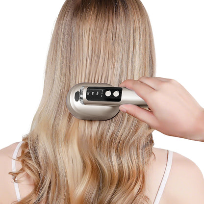 Wireless Electric Hair Comb with Vibration and Oil Mist Spray-Beige