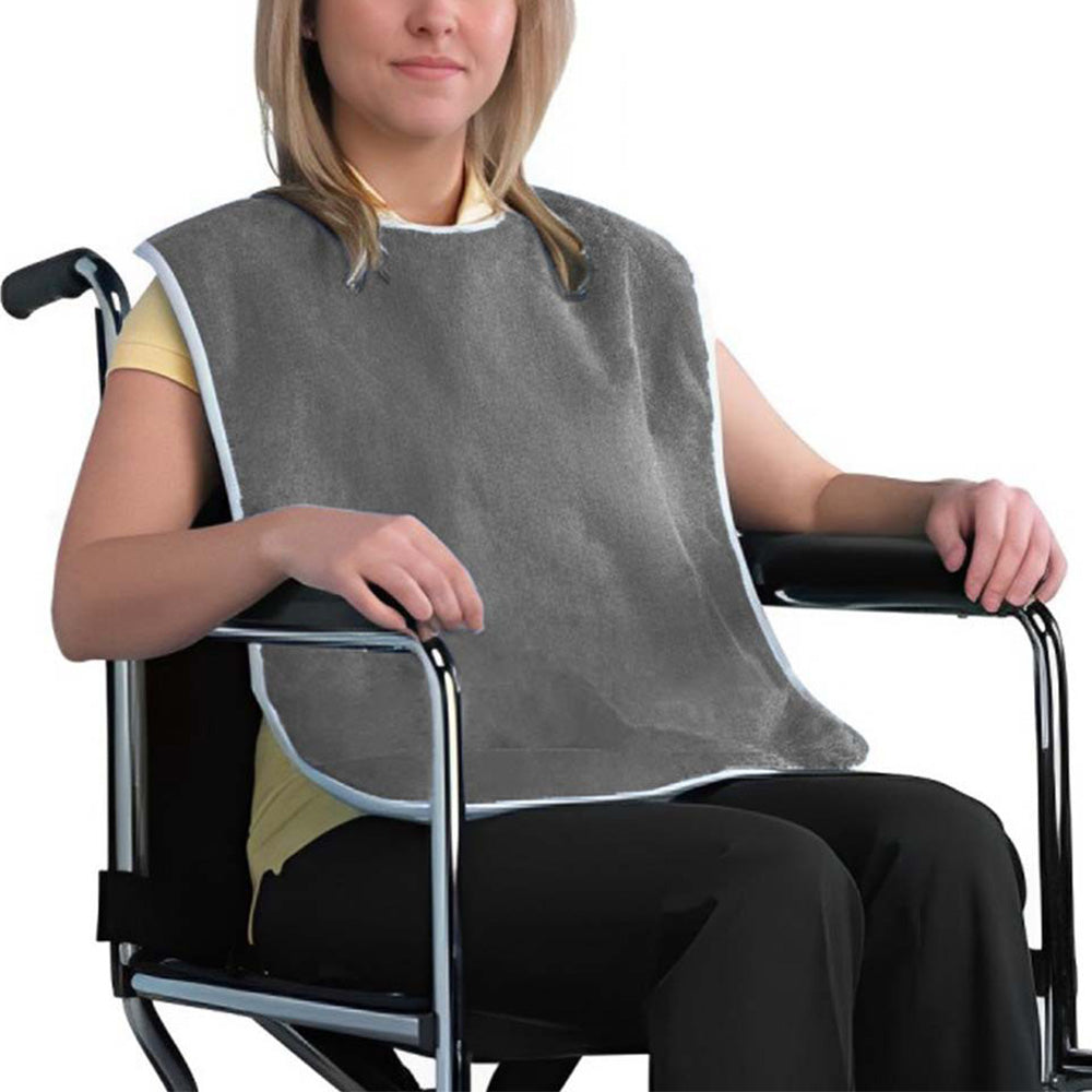 2pcs Washable Bibs for Elderly Microfiber Bib for Eating Cooking Gray