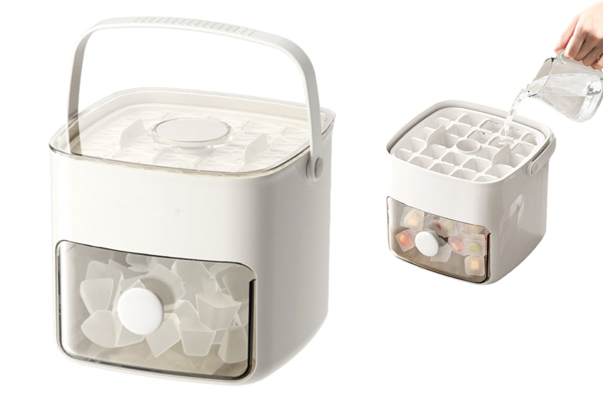 Portable 48 Grids Ice Cube Tray Mould With Lid And Storage Box Scoop Tong Set