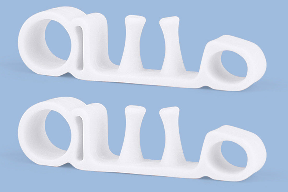 2 Pairs Five-Hole Toe Separators Bunion Corrector Pads for Foot Alignment and Pressure Relief-White