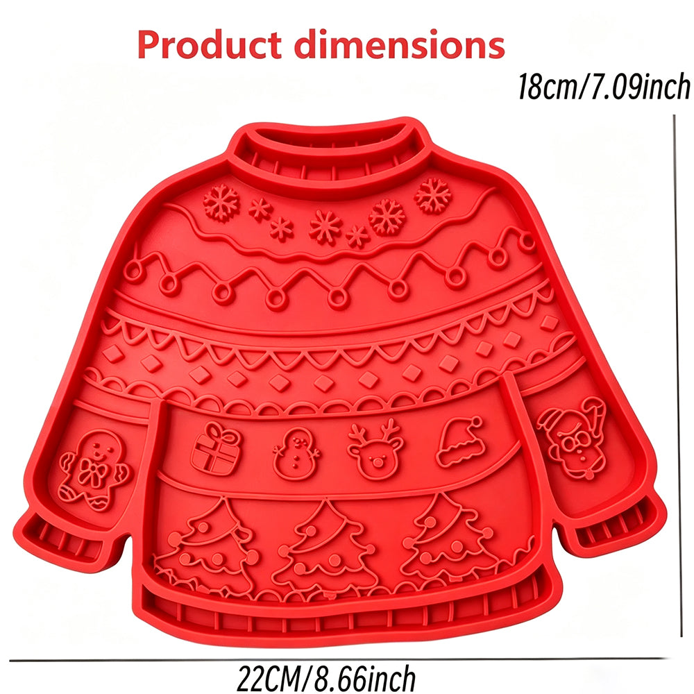 Christmas Pet Silicone Licking Mat with Suction Cups - Red