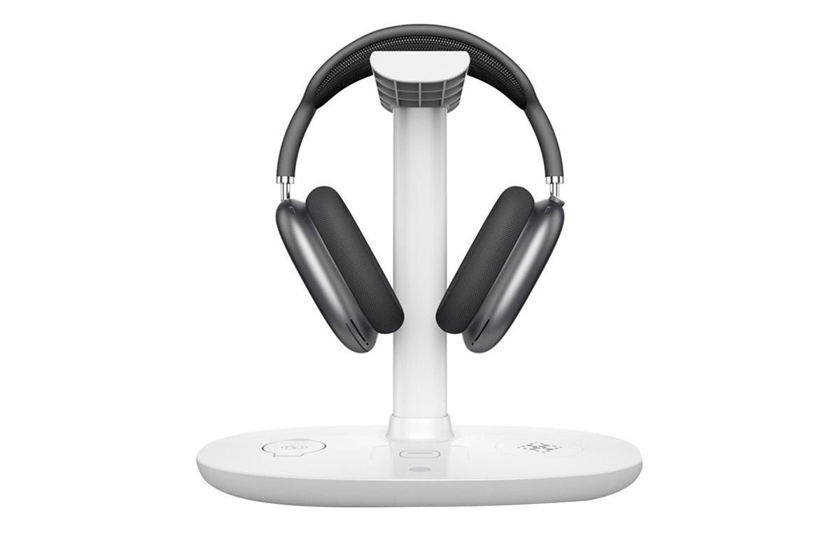 Wireless Charging Station 4-in-1 Qi Fast Charger Charging Dock Stand for iPhone Samsung Galaxy -White