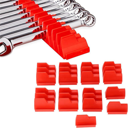 20-Tool Wrench Organizer Adjustable Wrench Holder Rack Set for Tool Box Tool Drawer Storage Red