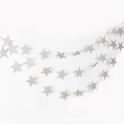 5Pcs 4m Paper Star Garland Hanging Party Decorations for Birthday Backdrop Silver