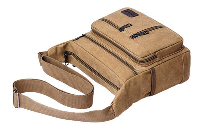 Men Vintage Crossbody Canvas Messenger Shoulder Bag-Brown